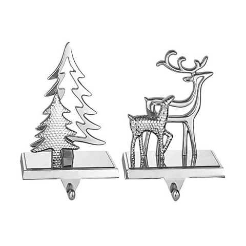 Soportes Para Calcetines De Navidad Para Chimenea Ganchos De Metal Resistentes Reno Copo De Nieve Árbol Muñeco De Nieve Decoración Plata Oro Negro