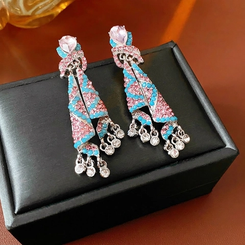 Orecchini Pendenti Con Nappine E Strass Vintage Con Perno In Argento Gioielli Geometrici Di Lusso Bohémien Per Donna