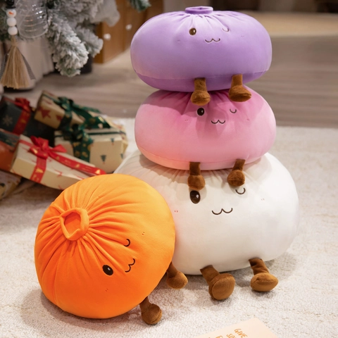 Zachte Baozi Pluche Speelgoed Kussen Cartoon Gestoomde Broodjes Pop Met Benen Decoratief Kussen Voor Kinderkamer Huis Decoratie