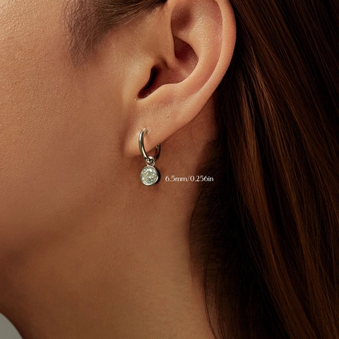 Pendientes De Aro Moissanita Plata De Ley 925 Corte Brillante Redondo Color D VVS1 Ajuste De Bisel Joyería Para Mujeres