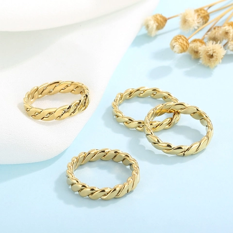 Anello Intrecciato Torsade Minimalista In Acciaio Inossidabile Lucidato Gioielli Di Moda Impilabili Per Donna