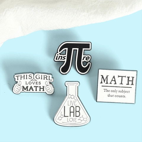 Broche en Alliage Science Mathématiques Pin émail Badge inspire Pi Symbole Bécher Labo Chimie Slogan Pour Étudiants Enseignants Bijoux Cadeau