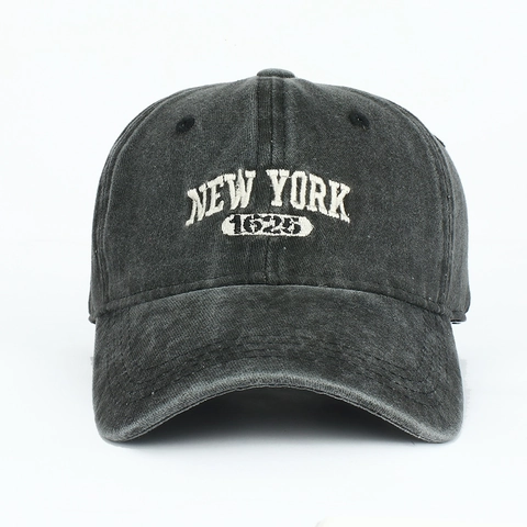 New York 1625 Embroidered Baseball Cap Washed Cotton Adjustable Distressed Retro Sun Hat For Men Women