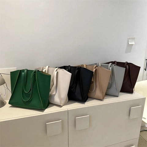 Γυναικεία Ρετρό Τσάντα Tote από Δέρμα PU Μεγάλης Χωρητικότητας Για Casual Μετακίνηση Μονόχρωμη Τσάντα Ώμου Καθημερινή Εργασία Ταξίδι