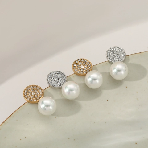 Orecchini Pendenti Eleganti In Acciaio Inossidabile Con Strass E Künstliche Perle Gioielli In Stile Retrò Francese Per Donna