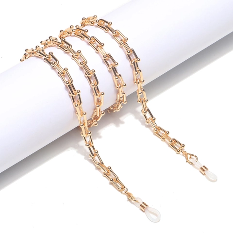 Iron Metal Eyeglass Chain U-Link Industrial Style Non-Slip Mask Holder Neck Strap Silicone Jewelry Accessories For Women Men