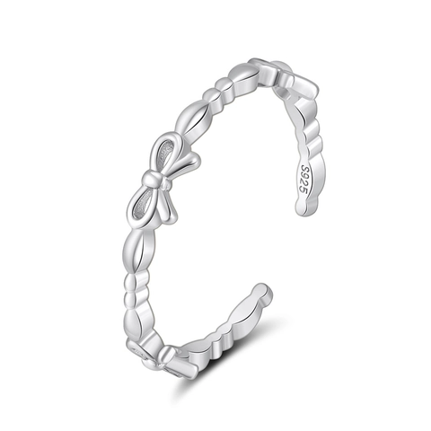 S925 Sterling Zilveren Strik Open Ring Minimalistisch Verstelbaar Goud Zilver Verguld Vinger Sieraden Voor Vrouwen Cadeau