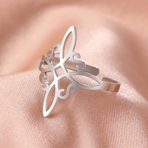 Anillo Nudo Celta De Acero Inoxidable Diseño Mariposa Calada Ajustable Abierto Estilo Bohemio Retro Para Mujeres Hombres