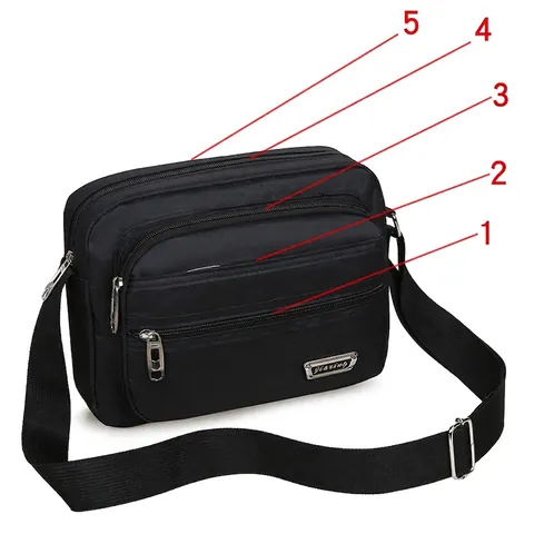 Bolso Mensajero Para Hombre Tela Oxford Impermeable Multicapa Cremalleras Gran Capacidad Bolso De Hombro Casual Negocios Viajes