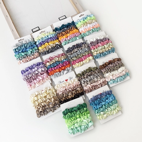 Satin Scrunchies Satin Hair Ties Elastic Hair Bands Ponytail Holders Elegant Solid Gradient Hair Accessories Women Girls