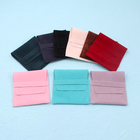 Velvet Jewelry Packaging Bag Square Flip Pouch For Necklace Bracelet Storage Bag Microfiber Multi-color Gift Bag Small Pouch