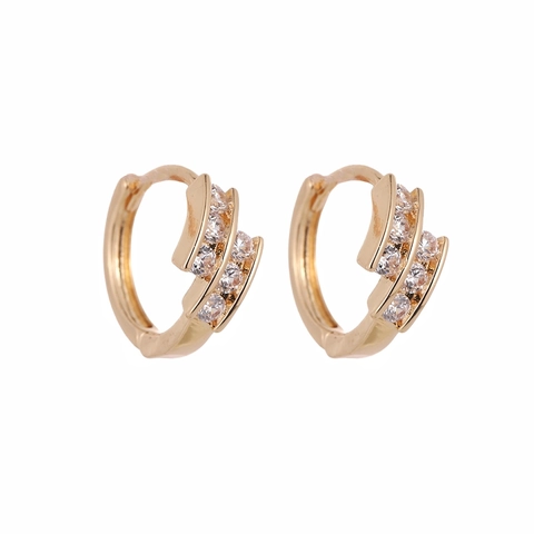 Orecchini a Cerchio Geometrici Tondi in Rame con Zirconia per Donna Piccoli e Squisiti Gioielli placcati in Oro Argento