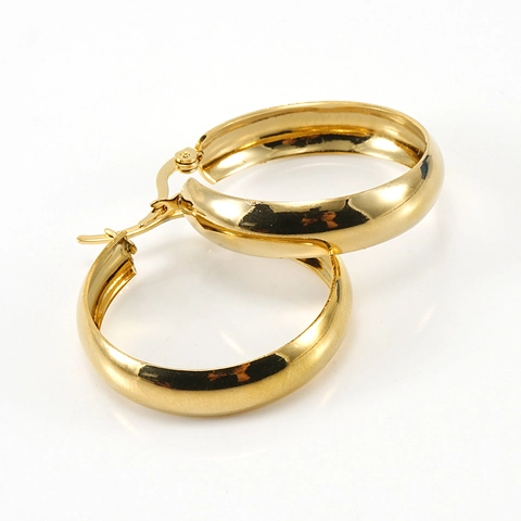 Chunky Hoop Earrings 18K Gold Plated Titanium Steel Minimalist Round Geometric Latch Back Jewelry For Women