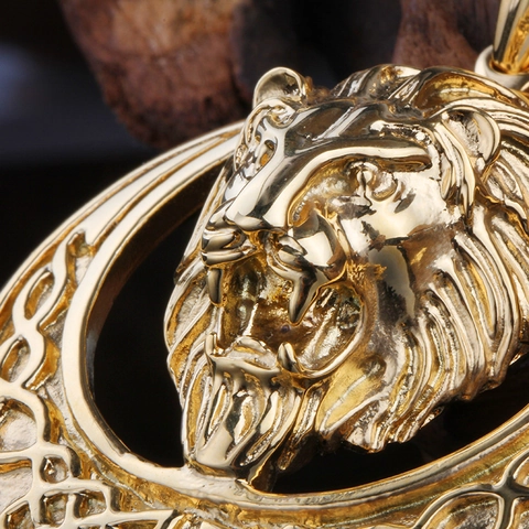 Lion Head Pendant Necklace Stainless Steel Hip Hop Punk Celtic Knot Retro Fashion Jewelry For Men