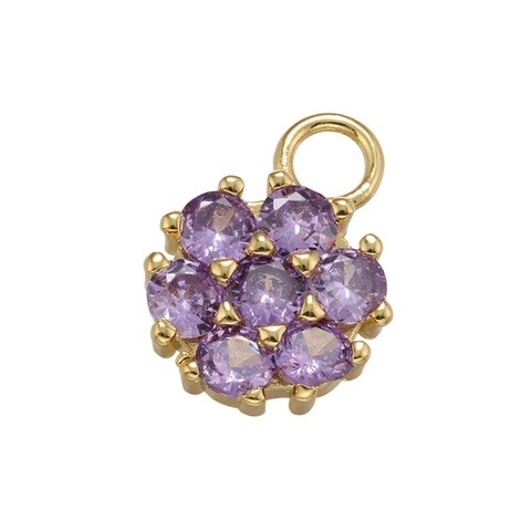Dijes De Flores DIY Creación De Joyas Pequeños Colgantes Florales Latón Zirconia Micro Pavé Colorido Estilo Dulce Para Mujeres