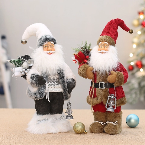 Stehende Weihnachtsmann Figur Gestrickter Stoff Plüsch Feiertagsdeko Nordischer Stil Schreibtisch Ornament Weihnachtsfeier Dekoration
