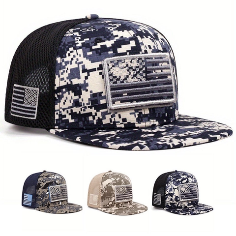 Taktische Trucker Hat Digital Camouflage Mesh Baseball Cap Mit US Flagge Stickerei Outdoor Verstellbar Snapback
