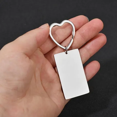 Minimalist Stainless Steel Keychain Mirror Polished Blank Tag Heart Hook Geometry Shapes For Gift