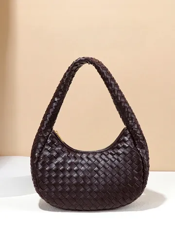 Borsa A Spalla Hobo In Pelle PU Intrecciata Borsa A Mano A Mezzaluna Minimalista Borsa Sottobraccio Versatile Donna