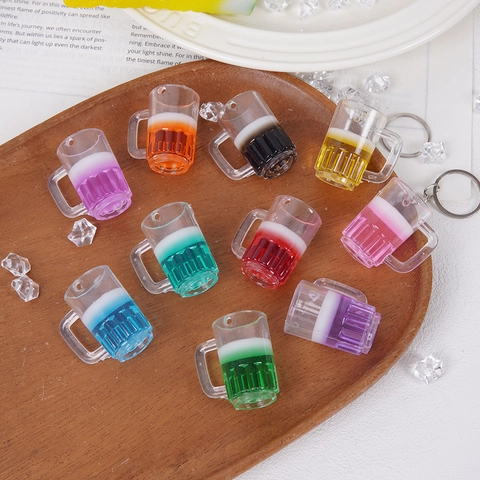 Mini Chope De Bière Porte-Clés Simulation Boisson Cocktail Pendentif Plastique Résine Maison De Poupée Miniature Jouet
