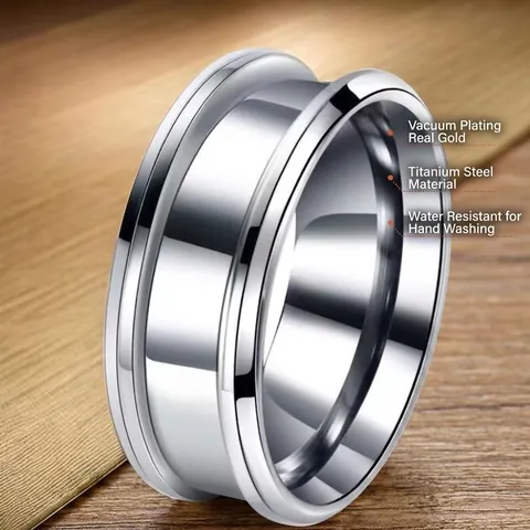 Anillo de Banda Ranurada de Acero Inoxidable para Unisex Anillo de Dedo Geométrico de Moda Occidental Joyería Minimalista