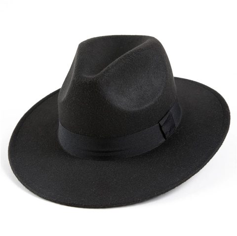 Klassischer Fedora Hut Polyester Filz Breite Krempe Jazz Hut Für Herren Damen Retro Gentleman Stil Britisch Herbst Winter Hut