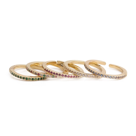 Anillo Abierto Ajustable Cobre Micro Pavé Circonita Colorida Joyería Moda Sencilla Para Mujeres