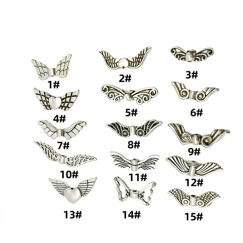 Antik Silber Legierung Engel Flügel Charms Herz Schmetterling Feder Retro Spacer Perlen Für DIY Schmuckherstellung