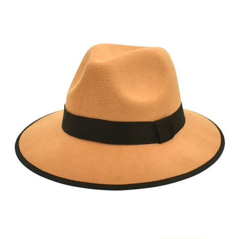 Chapeau Fedora Classique Feutre De Laine Large Bord Style Britannique Jazz Pour Hommes Femmes Vintage Élégant Passepoil Contraste