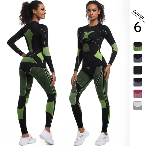 Women Long Sleeve Top And High Waist Leggings Seamless Knit High Stretch Breathable Gym Yoga Workout Activewear