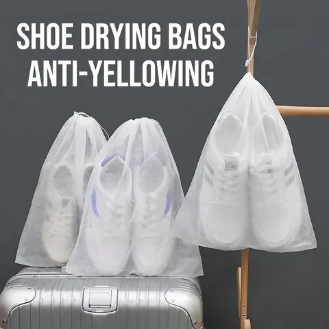Schoenen Opbergzakken Non Woven Stof Ademend Stofdicht Anti Geel Trekkoord Voor Reizen Thuis Sneakers Organisatie