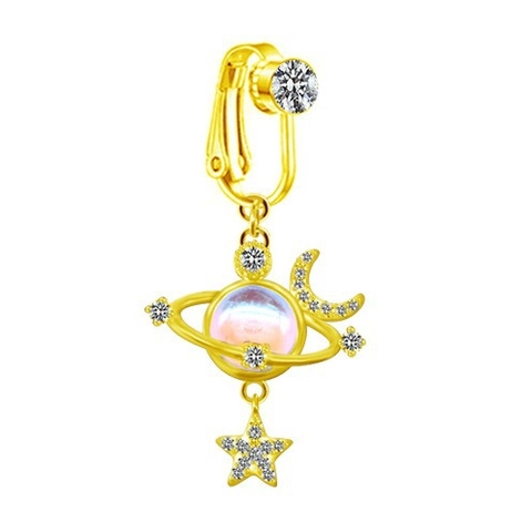 Fake Belly Ring Clip On Non Piercing Heart Butterfly Zinc Alloy Rhinestone Body Jewelry For Women Fashion