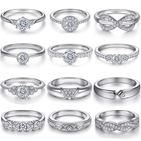 Anelli In Argento Sterling 925 Zircone Perla Artificial Per Donna Design Di Alta Gamma Nicchia Stile Geometrico Corona Arco Croce Gioielli