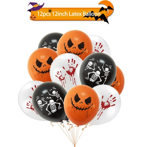 Halloween Latex Ballons Gruselige Kürbis Skelett Blutige Handabdruck Party Dekoration Spukhaus Zubehör