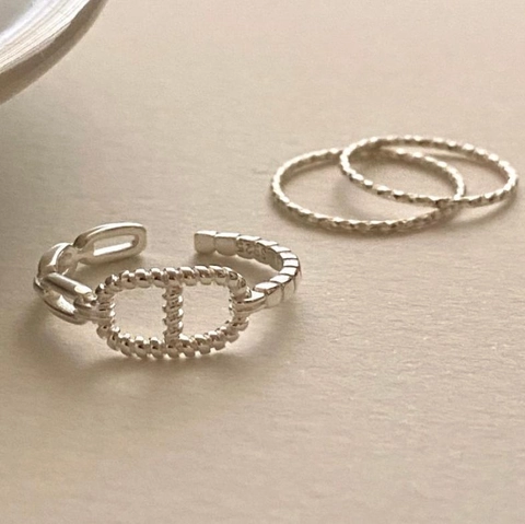 Anello In Argento Sterling 925 Design Aperto Regolabile Forma Catena Di Ancora Retro Francese Minimalista Gioielli Donna
