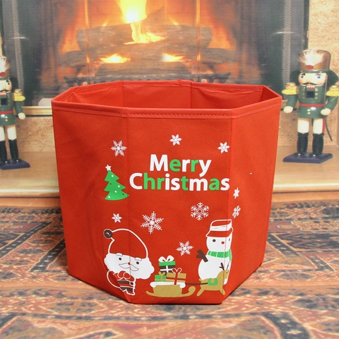 Collare Per Base Albero Di Natale Tessuto Non Tessuto Pieghevole Esagonale Scatola Decorativa Merry Christmas Babbo Natale