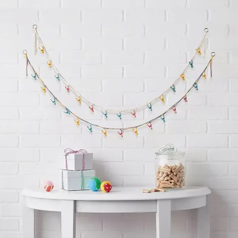 Woven Cotton Rope Wall Hanging Photo Display Storage Strap With Colorful Clips Nordic Bohemian Style Home Decor