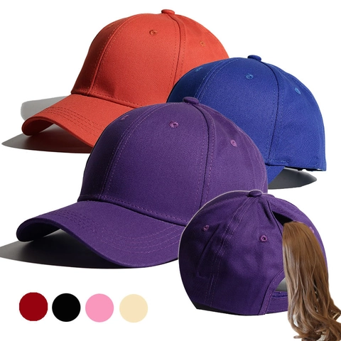 Paardenstaart Honkbalpet Katoen Twill Verstelbaar Zonnehoed Effen Kleur Eendentong Pet Heren Dames Outdoor Sport