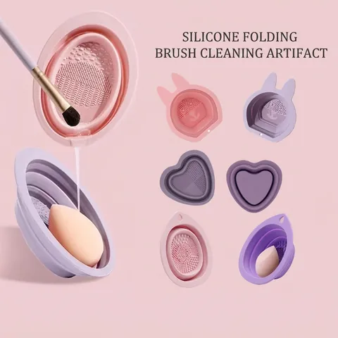 Bol De Nettoyage Pour Pinceaux De Maquillage En Silicone Tapis De Nettoyage Pliable Et Portable Pour Éponges À Maquillage