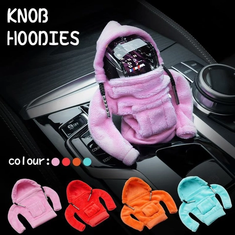 Copertura Pomello Cambio Auto Felpa Con Cappuccio Decorazione Interni Auto Creativa Tessuto Morbido Accessorio