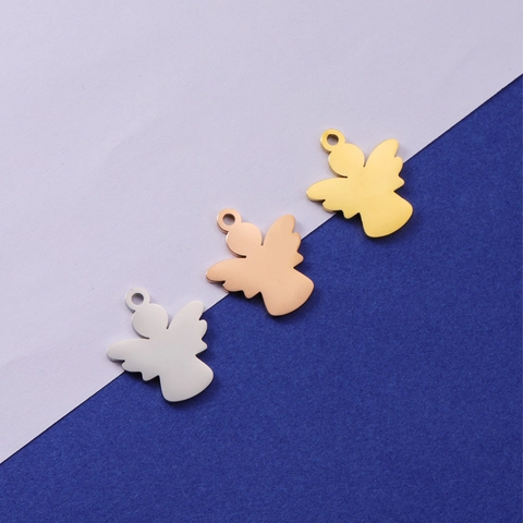 Dijes De Ángel Pendientes Acero Inoxidable 304 Pulido Espejo Fabricación De Joyas Accesorios DIY Para Collar Pulsera