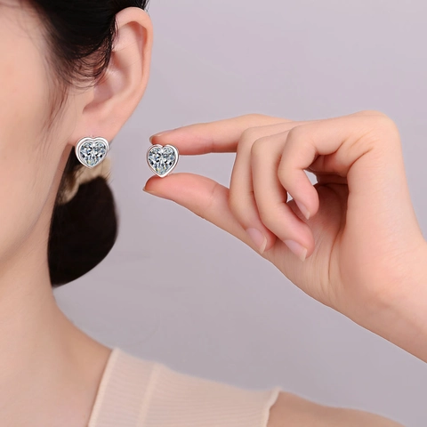 Pendientes de Aro Huggie de Cobre en Forma de Corazón para Mujer Con Circonia Rosa Blanca Incrustada Joyería Minimalista Regalo para Ella