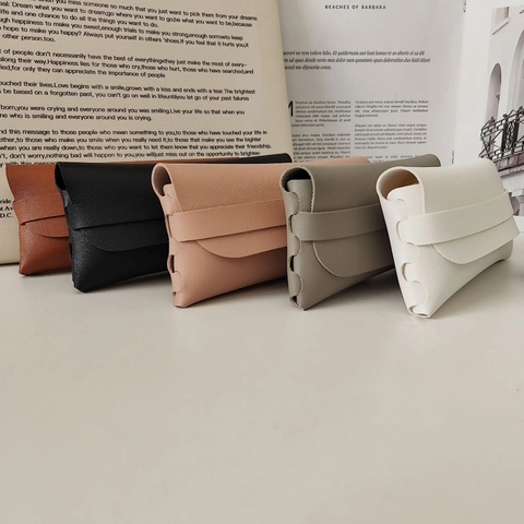Custodia per Occhiali in Pelle PU Minimalista Pochette Morbida per Occhiali da Sole Grana Litchi Borsa per Occhiali da Vista per Donna Uomo Viaggio