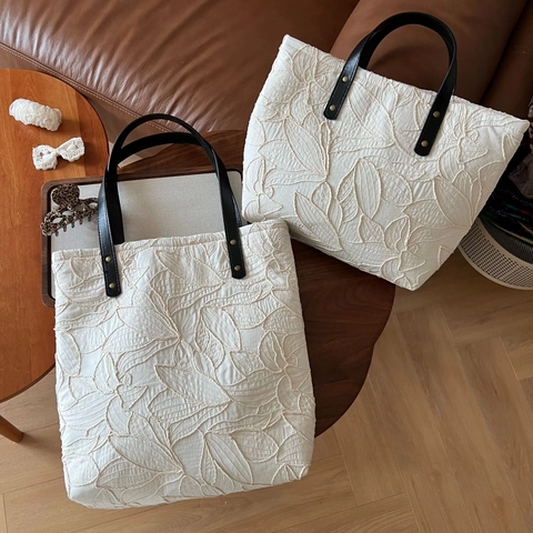 Borsa Tote Ricamo Retrò Francese Tela Cotone Con Manico Pelle Rivetto Borsa Mano Borsa Tracolla Casual