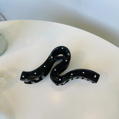 Pinces À Cheveux À Pois En Plastique Grande Forme De Nœud Élégant Minimaliste Style Français Pour Femmes