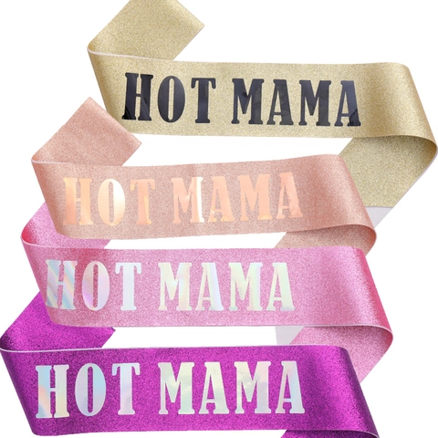 Hot Mama Glitzer Party Schärpe Etikette Gürtel Glänzender Stoff Für Muttertag Geburtstag Feier Geschenk Zubehör