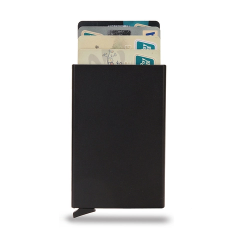 RFID Blocking Card Holder Aluminum Alloy Slim Automatic Pop Up Credit Card Wallet Metal Minimalist Pocket Organizer