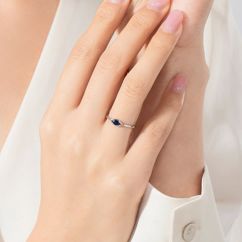 S925 Sterlingsilber Böses Auge Ring Marquise Blau Zirkonia Verstellbar Offener Ring Minimalistischer Schmuck Für Damen