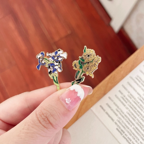 Artistieke Bloem Emaille Broche Pin Legering Zonnebloem Iris Badge Cadeau Voor Vrouwen Tas Decoratie Accessoire