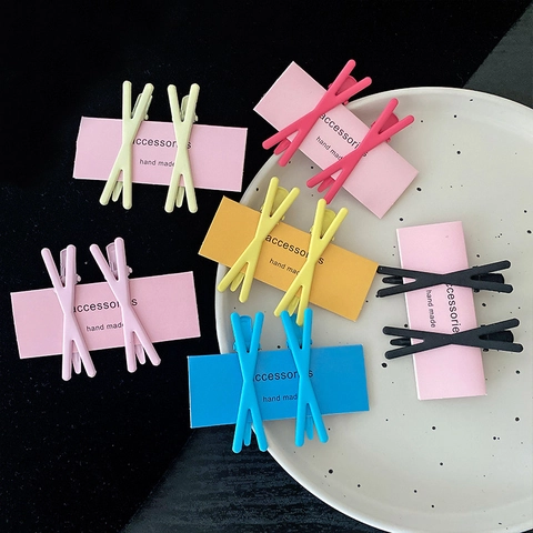 Pinzas Para El Pelo En Cruz Forma X Aleación Mate Color Caramelo Horquillas Estilo Coreano Accesorios Moda Mujeres Niñas
